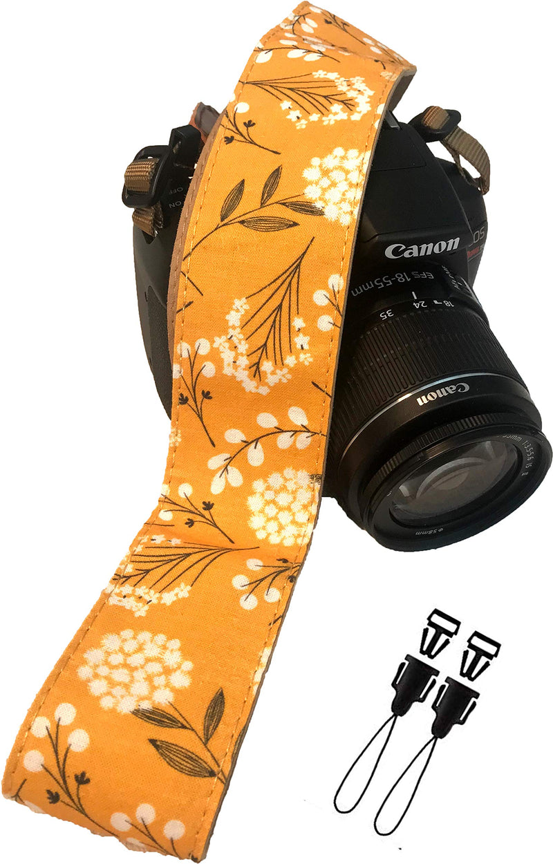 Spring Blossom Flowers Camera Shoulder Strap Belt For All DSLR Camera – Vibrant Design Universal DSLR Strap, Multi Color Neck Belt Best Gift for Men & Women Photographers Mustard Flowers