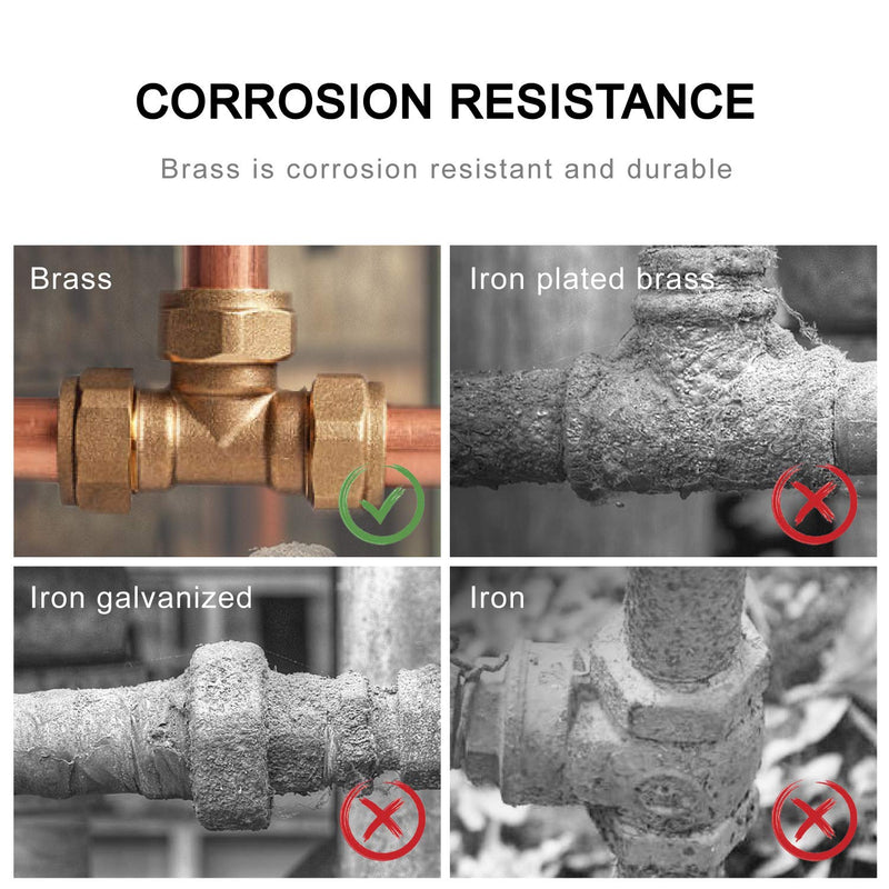 Brass Pipe Fitting, SUNGATOR Barstock Tee, 1/4" x 1/4" x 1/4" NPT Female Pipe (2-Pack) 2 Pack