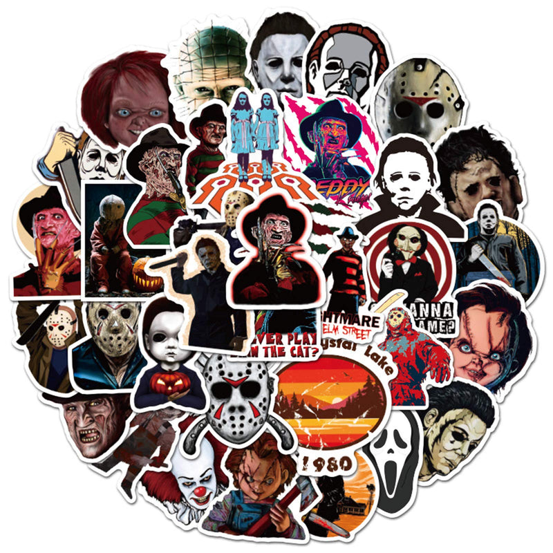 Horror Movie Killer Role Stickers for Adults, Waterproof Vinyl Decals for Water Bottles Laptop Skateboard Computer Horror Movie Killer Role