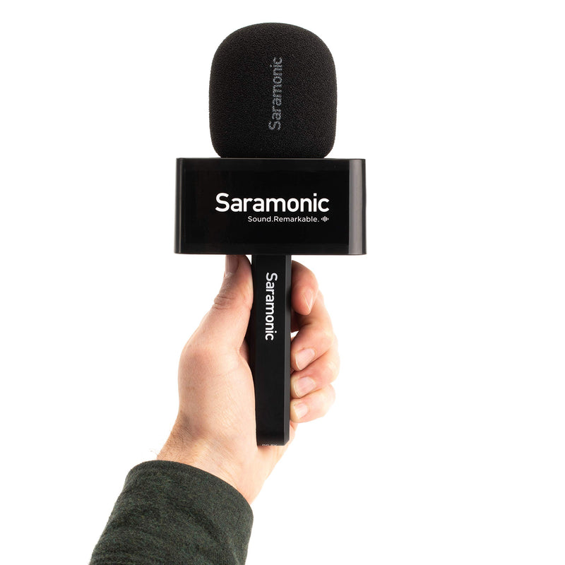 Saramonic Handheld Transmitter Holder for Blink 500 Pro TX Transmitters with Foam Windscreen and Built-in 1100mAh Battery/Charger (Blink 500 Pro HM)