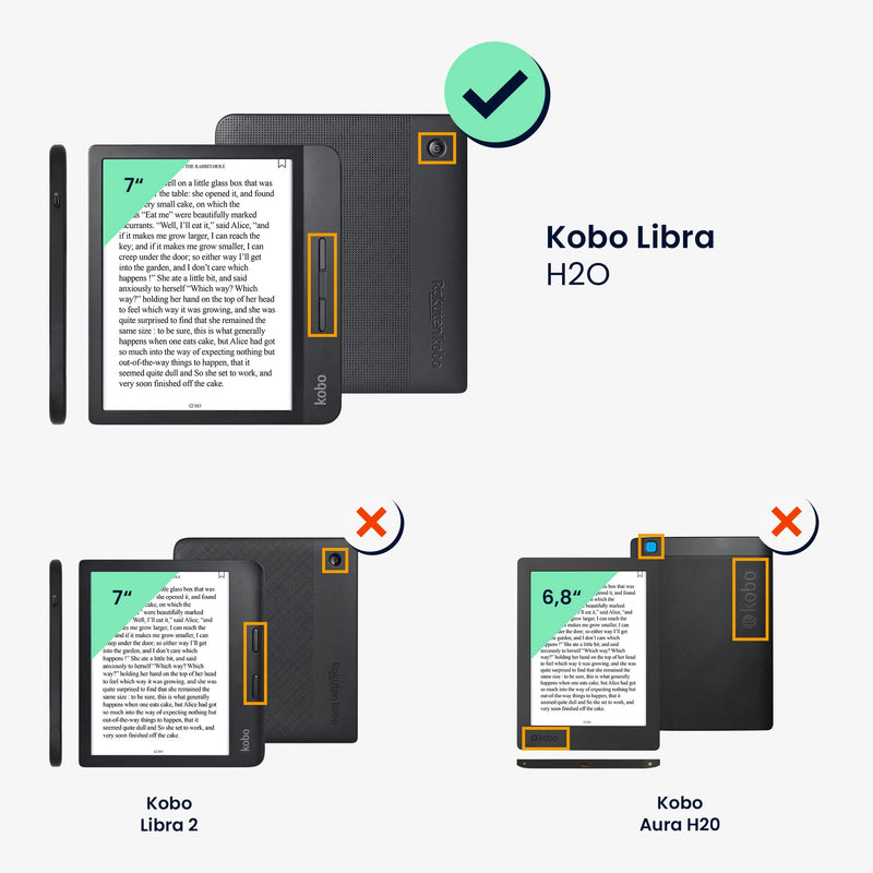 kwmobile Origami Case Compatible with Kobo Libra H2O - Case Ultra Slim Fit PU Leather Cover with Stand - Dark Blue