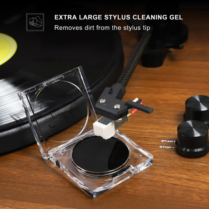 SpinArt Vinyl Record Cleaner Vinyl Record Cleaning Kit 8 -in-1,Includes Soft Velvet & Record Brushes, LP Cleaning Solution, Turntable Stylus Gel, Microfiber Cloth, Label Protector & Storage Box