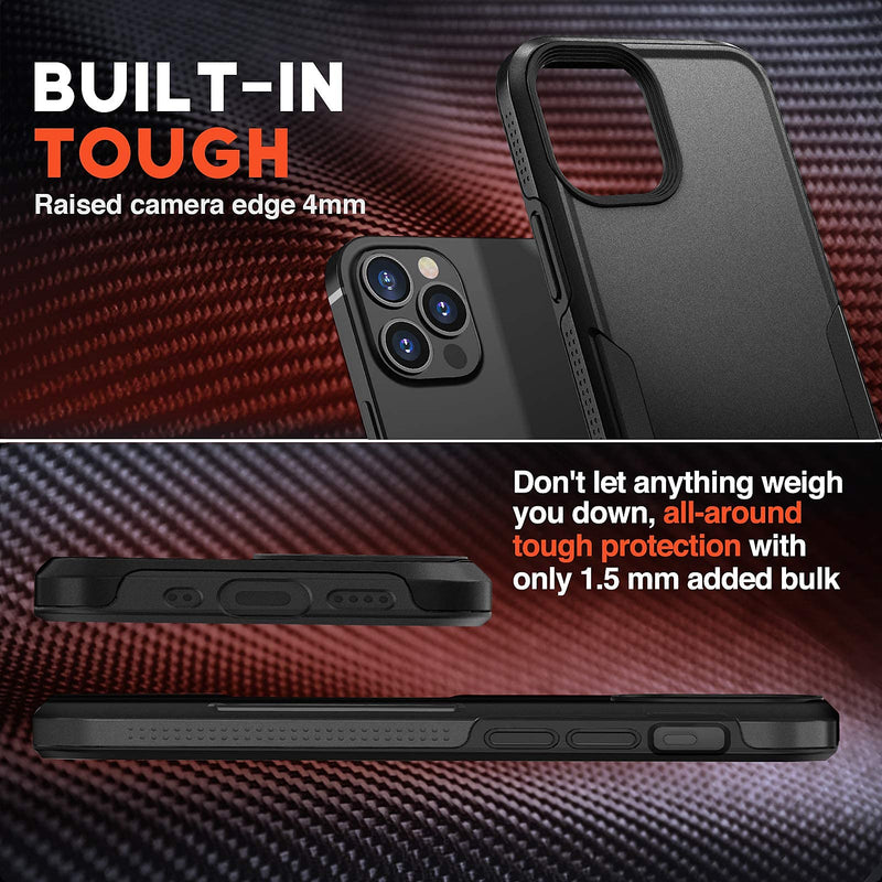 NTG [1st Generation] Designed for iPhone 12 Pro Max Case, Heavy-Duty Tough Rugged Lightweight Slim Shockproof Protective Case for iPhone 12 Pro Max 6.7 Inch, Black