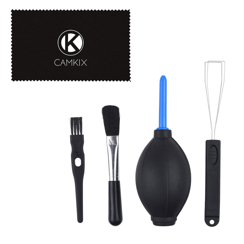 Camkix Keyboard Cleaning Kit - 1x Mini Brush, 1x Cleaning Brush, 1x Keyboard Cap Remover, 1x Air Blower and 1x Cleaning Cloth - Also for Laptops, Camera Lenses, Glasses - Home and Office
