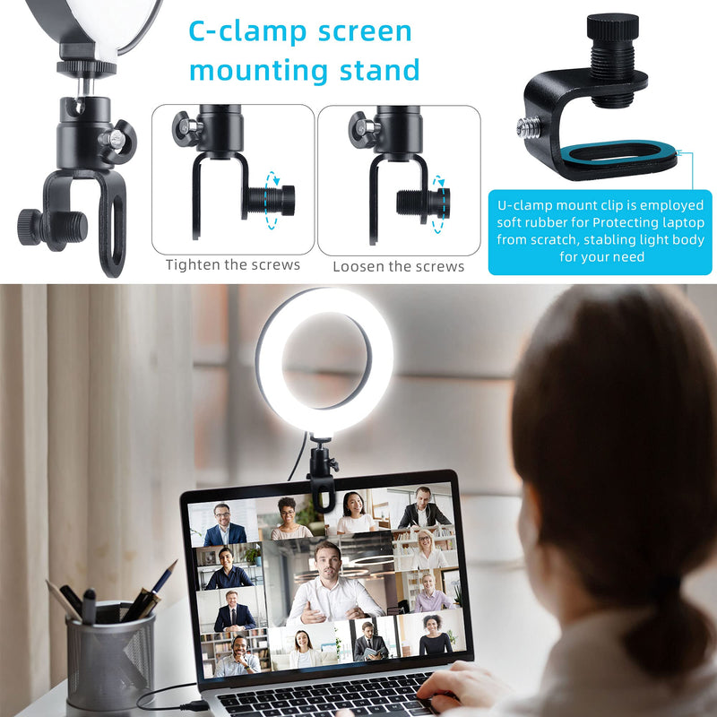 Video Conference Lighting Kit, Ring Light with 3 Switchable Modes for Remote Working, Distance Learning,Zoom Call Lighting, Self Broadcasting and Live Streaming