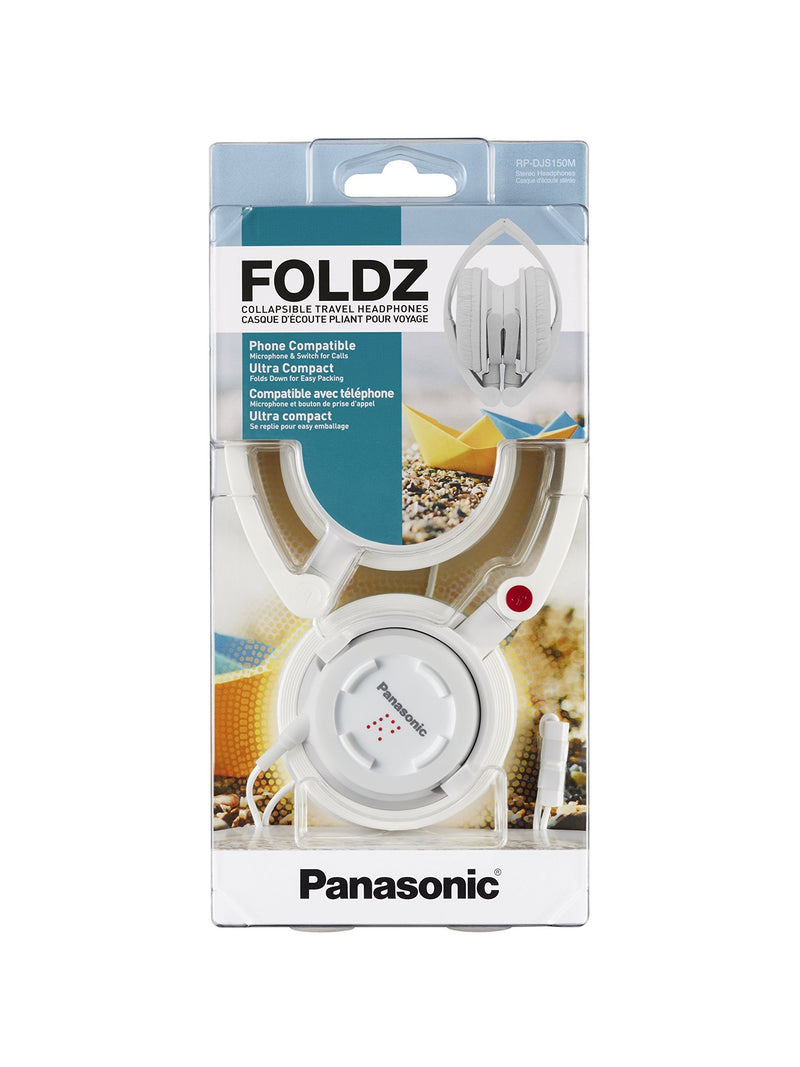 Panasonic FOLDZ On-Ear Stereo Headphones with Mic/Controller RP-DJS150M-W (White) Integrated White