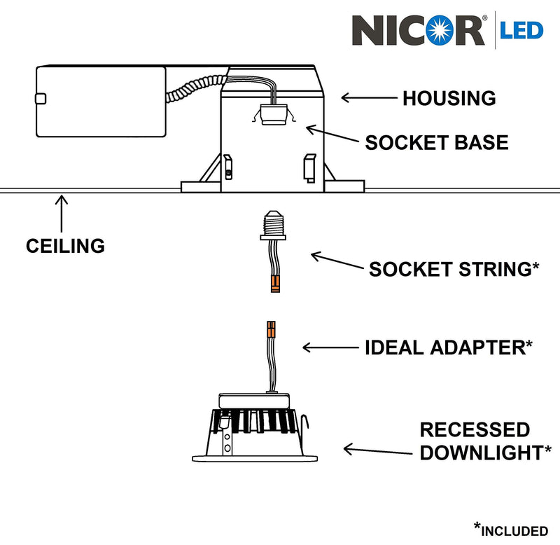 NICOR Lighting 4 inch White LED Recessed Downlight in 2700K (DLR4-3006-120-2K-WH)