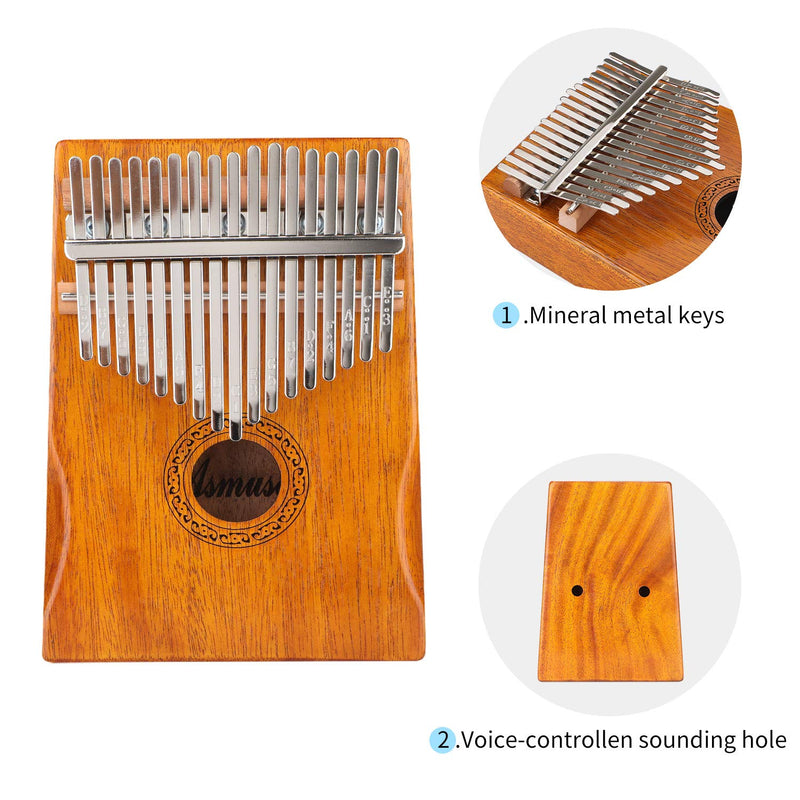 Kalimba 17 Keys Thumb Piano with Asmuse Songbook Tuning Hammer Carrying Bag Thumb Picks Cleaning Cloth Kalimba -B