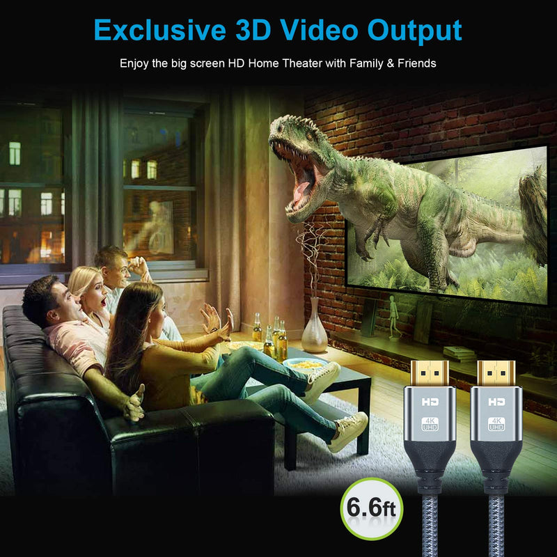 [AUSTRALIA] - HDMI Cable 4K 6 Foot,High Speed 18 Gbps HDMI 2.0 Cable,4K 60HZ HDR, HDCP 2.2/1.4, 3D, 2160P,1080P 28AWG HDMI Cord,Ethernet Dolby & ARC for UHD TV,Monitor, PS5,PS4/3, Xbox One, Apple TV & Roku,Samsung 6.6ft 