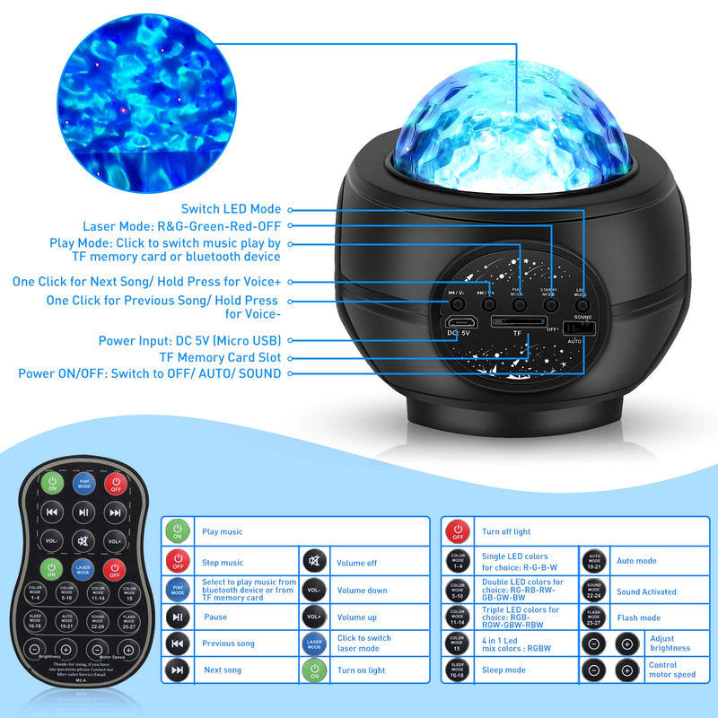 Star Projector RegeMoudal Night Light Projector with LED Nebula Cloud, Galaxy Starry Projector Light Build-in Bluetooth Stereo Music Speaker for Kids Adults Bedroom/Party/Birthday Gifts/Home Theatre