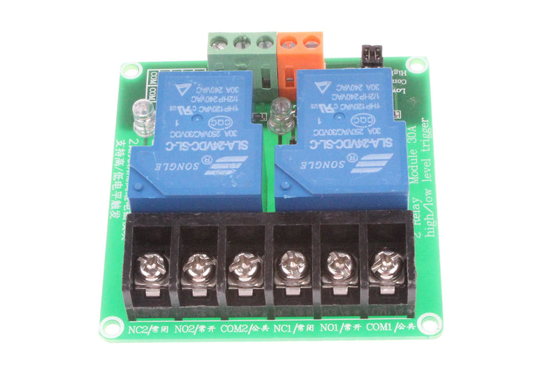 NOYITO 30A 2 Channel Relay Module High Low Level Trigger With Optocoupler Isolation Load DC 30V AC 250V 30A for PLC Automation Equipment Control Industrial Control (2 Channel 24V) 2-Channel 24V
