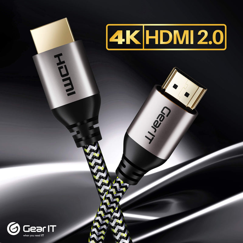 GearIT HDMI Cable (10-Pack / 3.3ft / 1m) High-Speed HDMI 2.0b, 4K 60hz, 3D, ARC, HDCP 2.2, HDR, 18Gbps - Nylon Braided Cord 3.3 feet / 1 meter 10 Pack - Nylon Braided