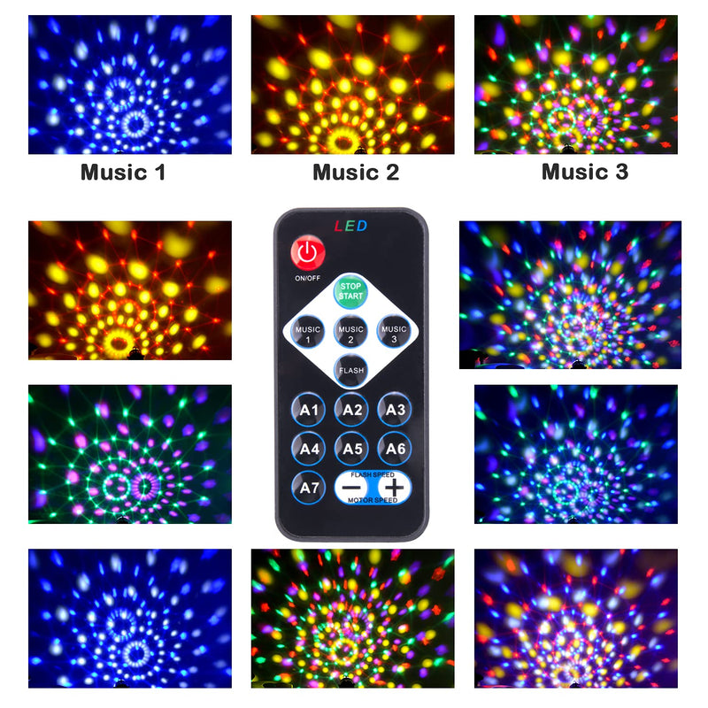 Disco Party Ball Lights, Sound Activated Party Lights with Remote Control USB Cable and Suction Mount 7 Color RGB Dance Disco Strobe Light for Car Kids Birthday Parties Xmas Wedding(2 pack) Disco Lights 2p