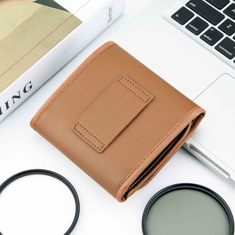 PROfezzion 3-Pocket Foldout Filter Pouch for 82mm Camera Lens Round Filter, Shock Resistant & Anti Scratch Photography Filter Case, Filter Carry Case with Microfiber Cleaning Cloth 3-Pocket for 82mm Lens Filter