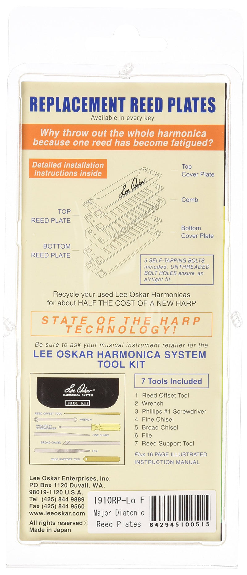 Lee Oskar Major Diatonic Replacement Tuning Plates/Reed Plates, Low F Low F Major