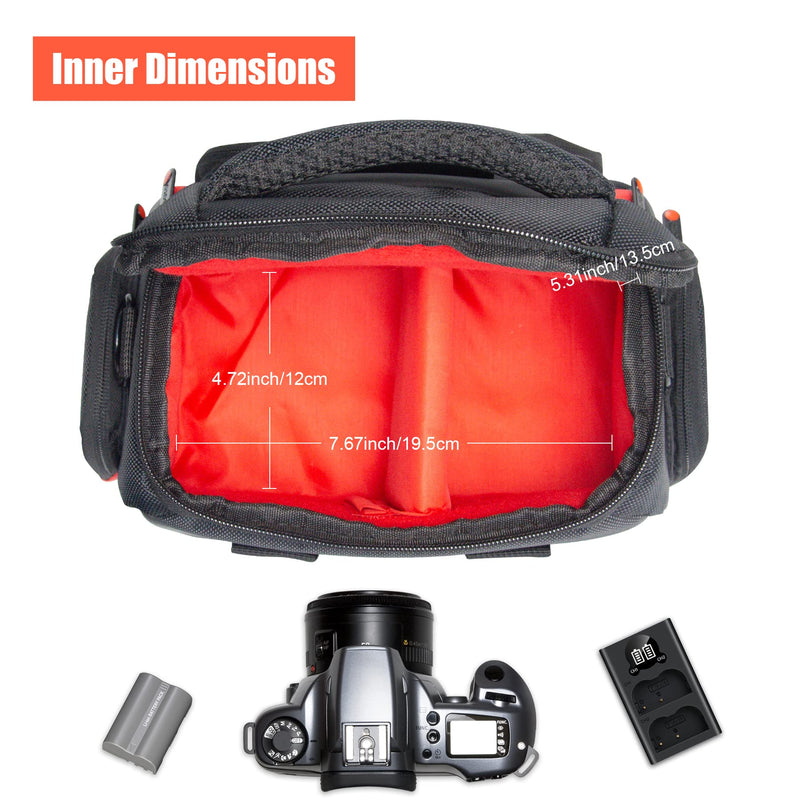 FOSOTO Camera Shoulder Bag Case Compatible for Nikon D3000 D3200 D3300 D5100 D5300 D7500 D500 D610 Canon 2000D T8i SL2 T7i DSLR Cameras Small
