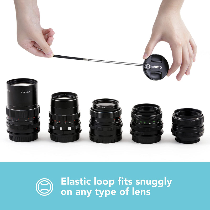 Foto&Tech Camera Lens Cap Keeper Holder with Elastic String Anti-Loss, Compatible with Canon Nikon Sony Panasonic Fujifilm Pentax Sigma DSLR SLR Evil Mirrorless Cameras Video Cameras (10 Pack) 10 Pack