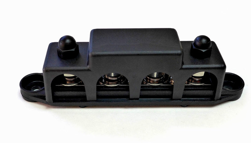 Bay Marine Supply Busbar ‚Äì 4-Post Stainless Steel 5/16" Stainless Power Distribution Block - 250A Rating - Black Large 4-Post 5/16" (250A)