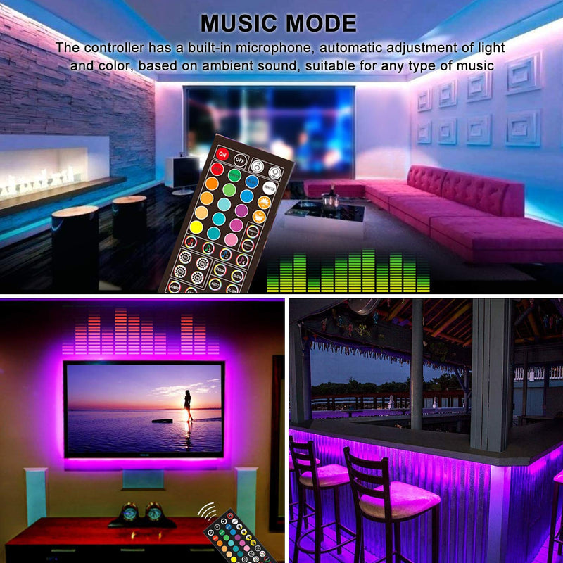 [AUSTRALIA] - [65.6ft /20m Music Sync] RGB LED Strip Lights Ultra-Long Color Changing Light Strip with Remote, 600LEDs Bright LED Lights, DIY Color Options Tape Lights with ETL Listed Adapter for Bedroom Ceiling Un 20M-not waterproof 