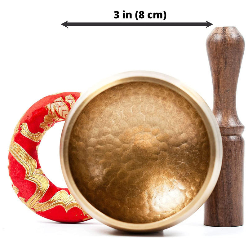 Tibetan Singing Bowl Set - Easy To Play for Beginners - Authentic Handcrafted Mindfulness Meditation Holistic Sound 7 Chakra Healing Gift by Himalayan Bazaar (3") 3"