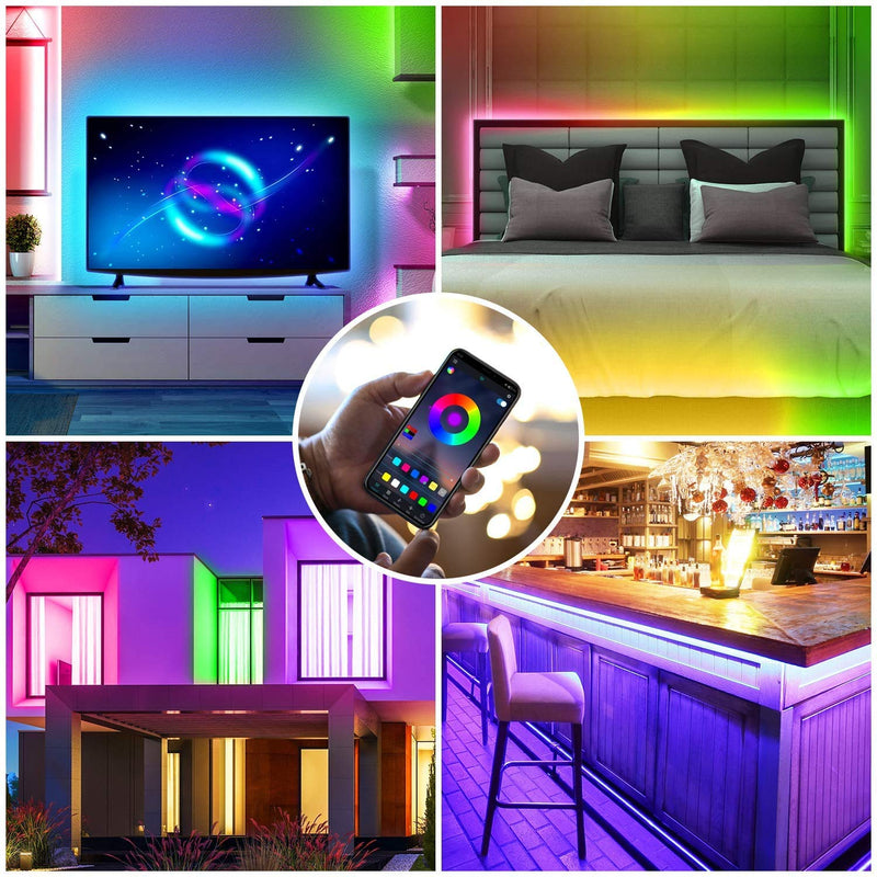 [AUSTRALIA] - Bluetooth Music LED Strip Lights 32.8ft with App Control,Flexible Adhesive Color Changing LED Light Strips with Remote 300LEDs 5050 Multicolor Neon Mood Bar Lights,RGB LED Tape Lights for Bedroom,Room 32.8ft bluetooth music 1 