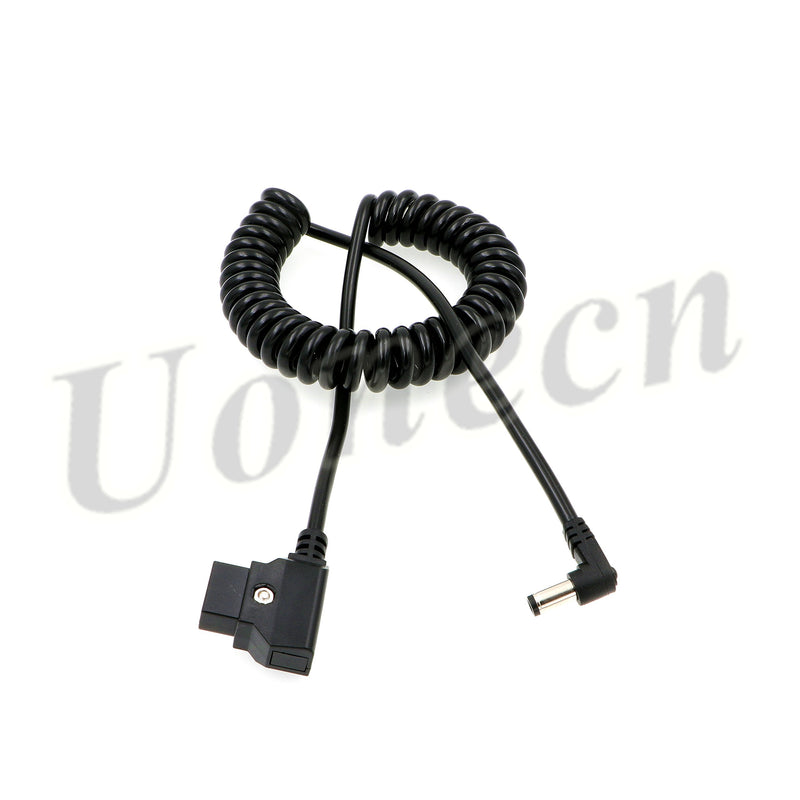 Uonecn ARRI RED Cable D-tap to Right Angle DC 5.5 * 2.5mm Coiled Power Cable for DSLR Rig Power V-Mount Anton Battery