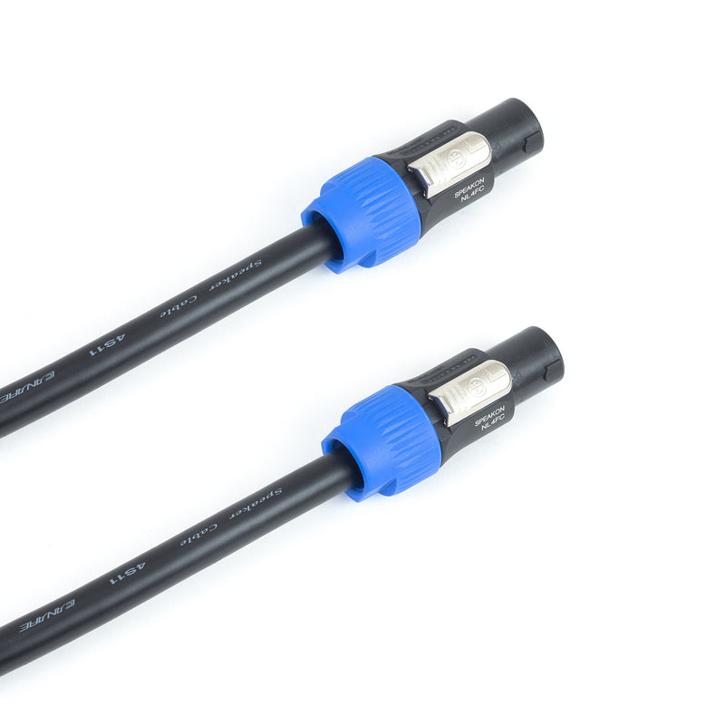 ChromaLeaf Canare 4S11 11AWG Professional Professional Speaker Cable | 4-Pole Genuine Neutrik speakON | Black | 3 Feet | Assembled in The USA