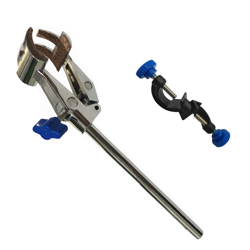 OESS Lab Clamp 4 Prong Finger Style Cork-Coated Head and A Black Laboratory Stand Clip