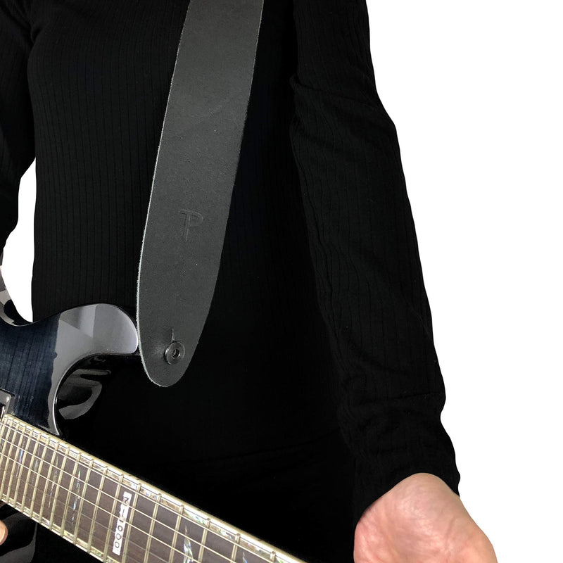 Perri’s Leathers Ltd.- Guitar Strap– Basic Leather- Adjustable- for Acoustic/Bass/Electric Guitars Black 2.5"
