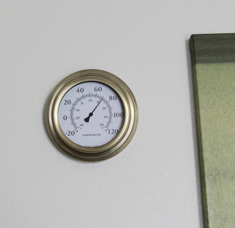 [AUSTRALIA] - Bjerg Instruments 8" Antique Brass Finish Decorative Indoor/Outdoor Thermometer 