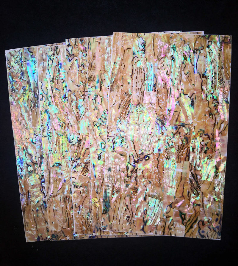 [AUSTRALIA] - Light Color Paua Abalone Shell Flat Sheet for Inlay and Overlay with Backside Tape (9.4" x 5.5" x 0.007") 
