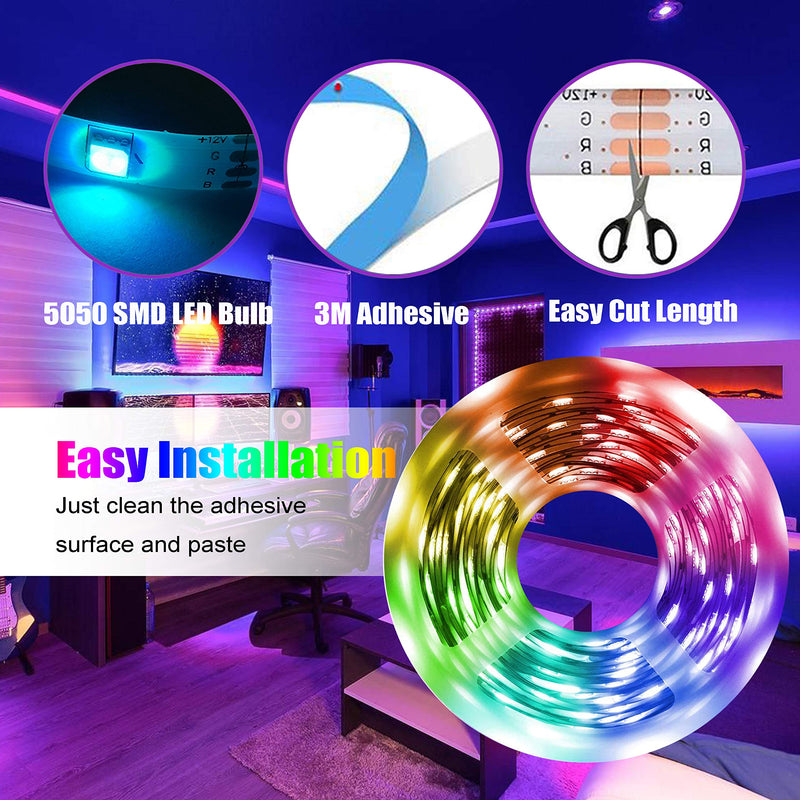 [AUSTRALIA] - LED Strip Light, 16.4ft Waterproof 5050 12V 300 Leds RGB Led Rope Lights Flexible Color Changing Replacement LED Tape Lights for Bedroom Home Kitchen Decoration (Not Include Power Supply & Remote) 5050 Watreproof 1 Roll 