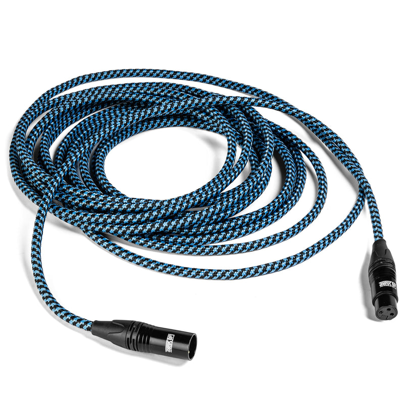 [AUSTRALIA] - Gig Snake Microphone Cable 25 ft - Blue XLR Male to Female Mic Cable - Professional Studio Quality Microphone Cord and XLR Patch Lead - Reliable Dynamic Low Noise Braided Microphone Wire 25FT 
