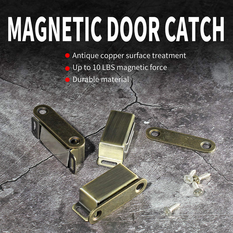 Jiozermi 4 Pack Magnetic Door Catch, Heavy Duty Magnetic Cabinet, Stainless Steel Magnet Latch for Cabinets Shutter, Closet & Furniture Door, Furniture Latch 10 lbs, Bronze 4 Pack, Metal