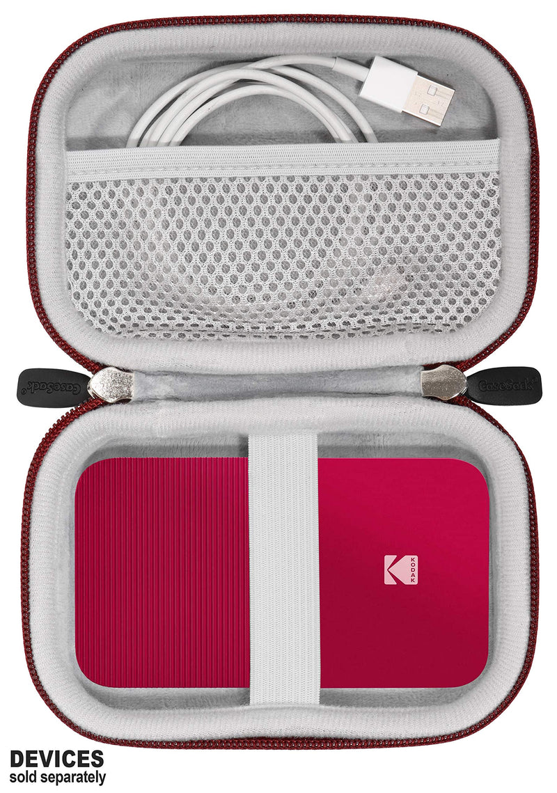 Printer case for Kodak Smile, Kodak PRINTOMATIC, Kodak Mini Shot Instant Print Digital Camera, Instant Digital Printer, Also for Canon Ivy CLIQ Series, HP Sprocket 1st/ 2nd, Mesh Pocket (Red) Red