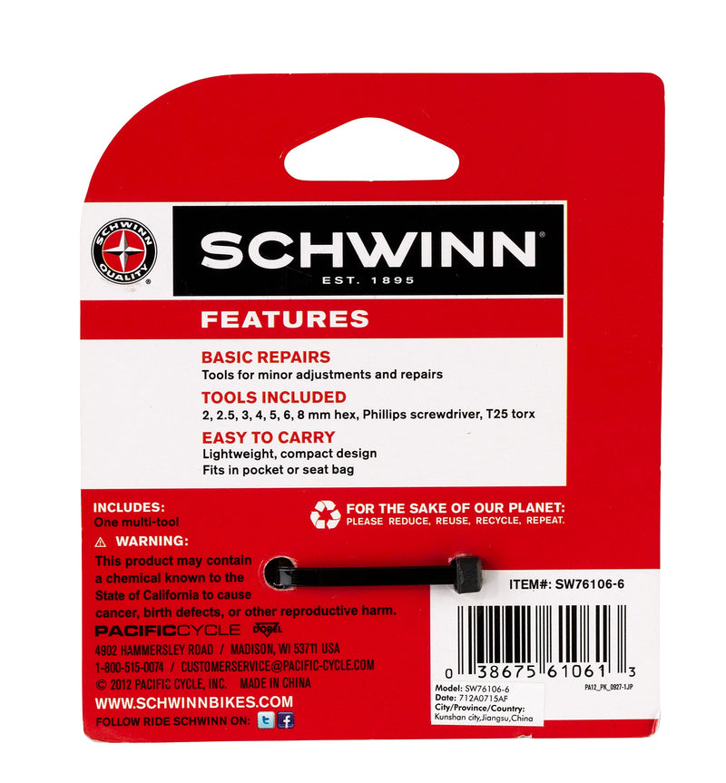 Schwinn Bike Mulit-Tool Kit for Bicycle Repairs 9 in 1 Bike Tool