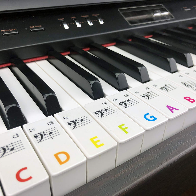 Piano/keyboard stickers for up to 88 keys Multi Coloured to help learn PIANO