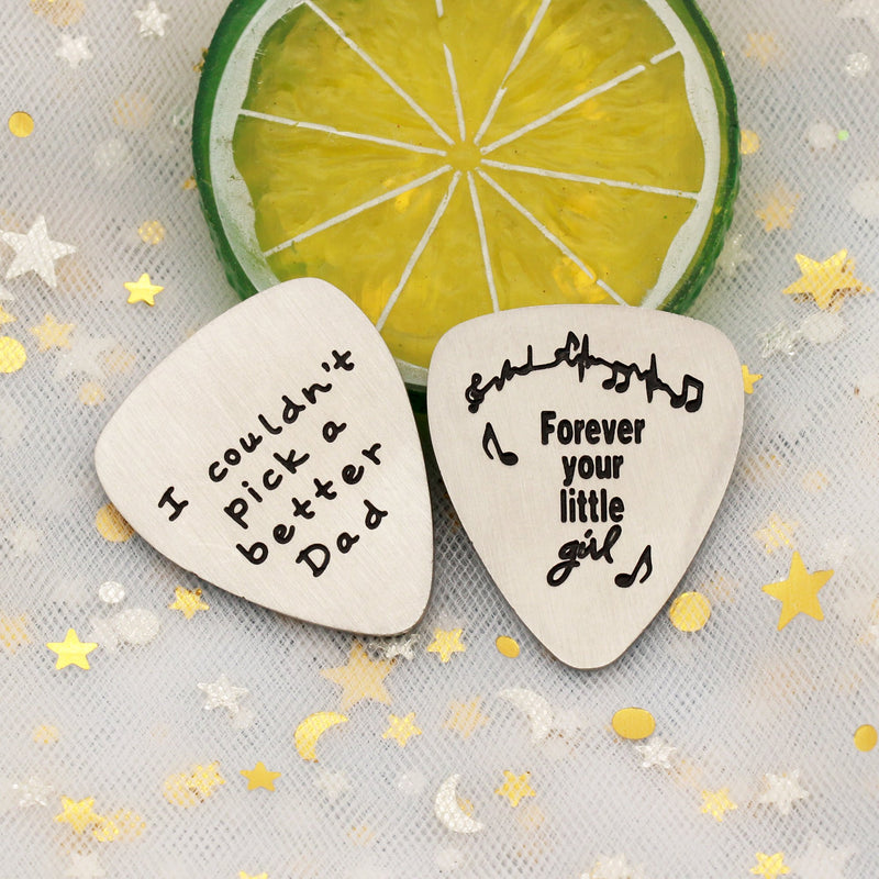 AGR8T 2PCS Guitar Pick Papa from Daughter Stainless Steel - I Couldn't Pick a Better Dad