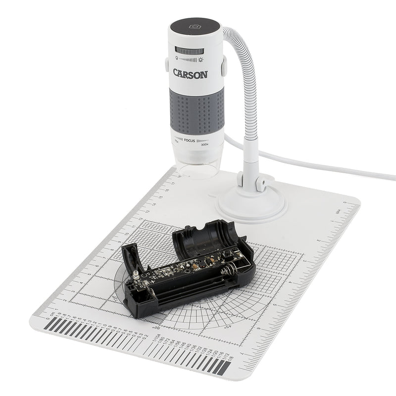 Carson eFlex 75x/300x Effective Magnification (Based on a 21" monitor) LED Lighted USB Digital Microscope with Flexible Stand and Base (MM-840) , White