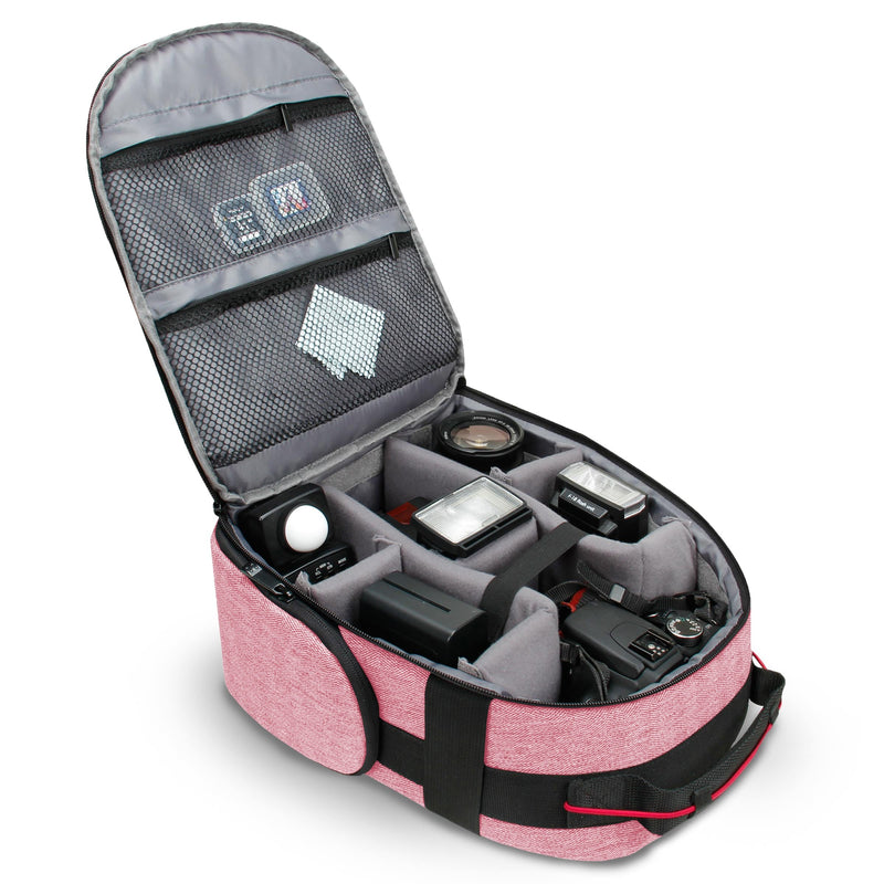 [AUSTRALIA] - USA GEAR Portable Camera Backpack for DSLR (Red) with Customizable Accessory Dividers, Weather Resistant Bottom and Comfortable Back Support - Compatible with Canon, Nikon and More Red and Black 