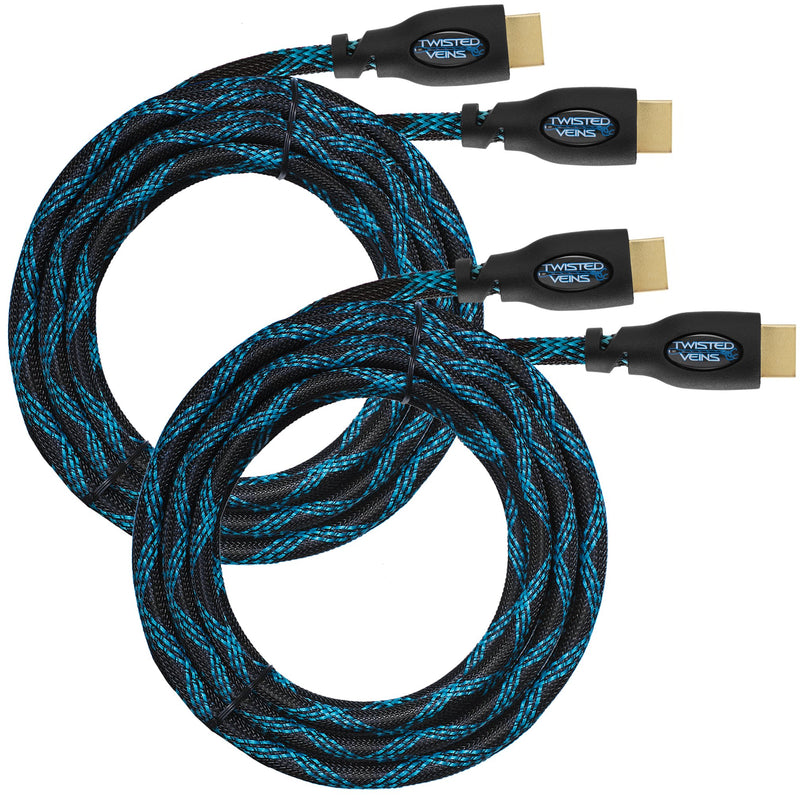 Twisted Veins HDMI Cable 25 ft, 2-Pack, Premium HDMI Cord Type High Speed with Ethernet, Supports HDMI 2.0b 4K 60hz HDR on Most Devices and May Only Support 4K 30hz on Some Devices 25 ft, 2 Pack