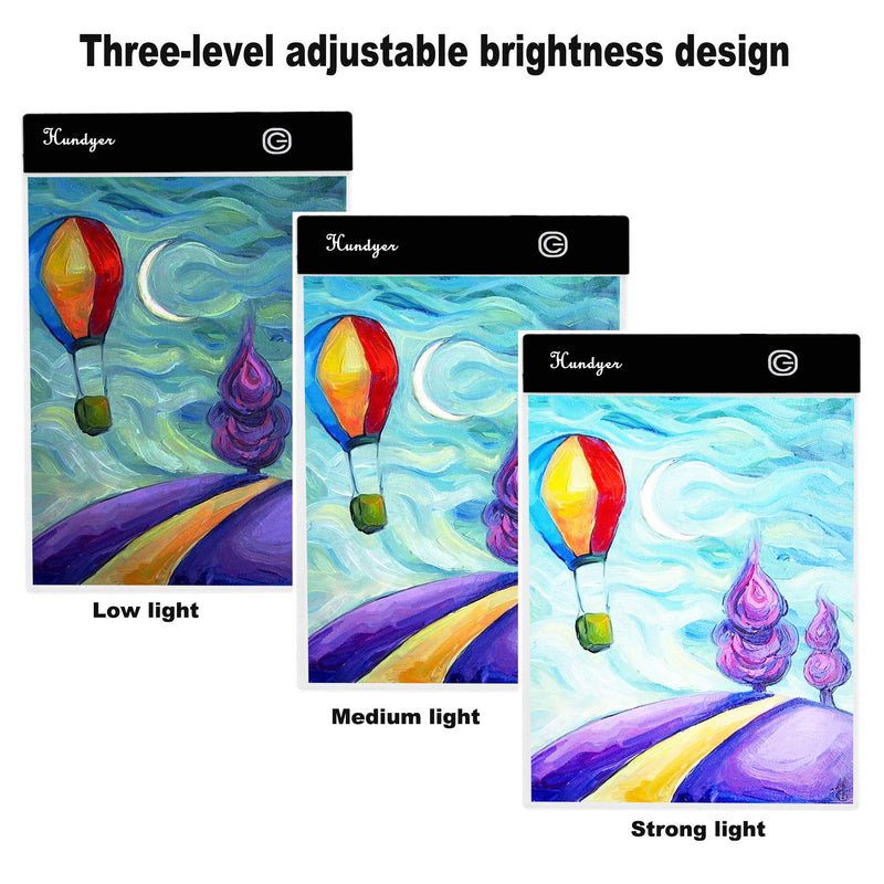 Hundyer A5 Three-Level Dimming LED Light Pad for Diamond Painting Writing Painting Dimmable Tracing Board Copy for Kids Gifts