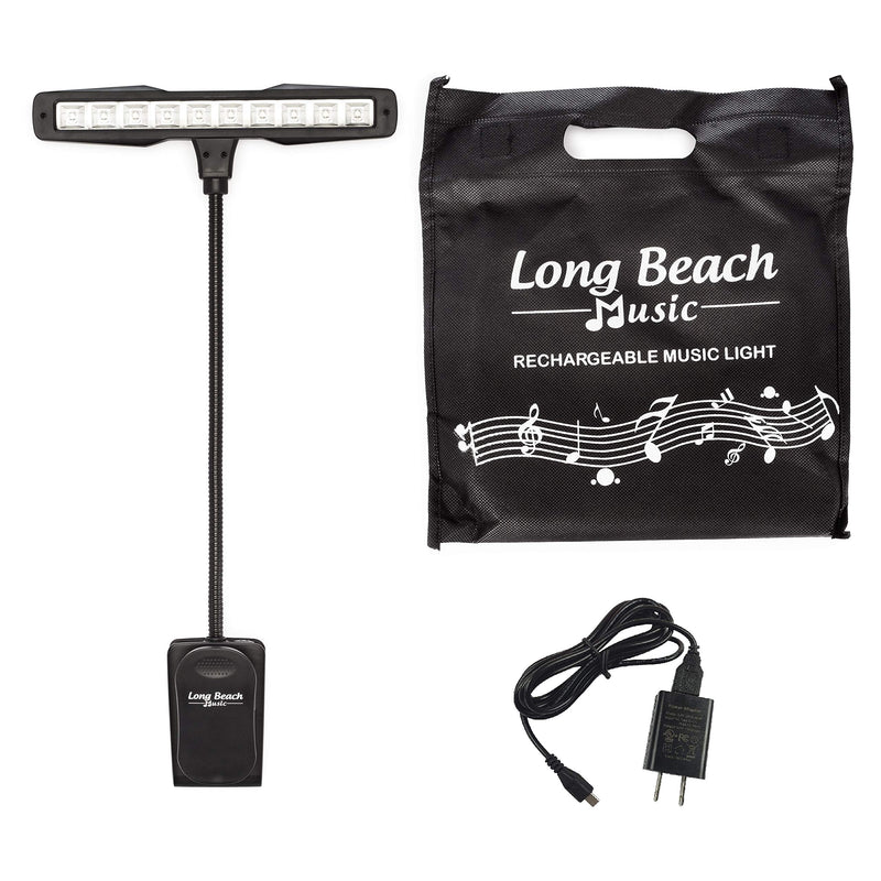 Rechargeable Clip-on Music Stand Orchestra Light- 10 Bright LEDs- Includes USB Cord, Wall Plug, and Carrying Bag- Also for Reading, DJs, Artists, Crafting