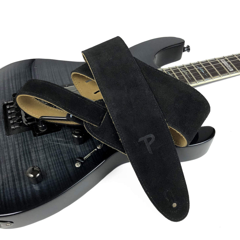 Perri’s Leathers Ltd. - Guitar Strap - Suede - Black - Adjustable - For Acoustic/Bass/Electric Guitar - Made in Canada (BBS-202)
