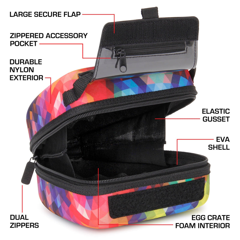 USA GEAR Hard Shell DSLR Camera Case (Geometric) with Molded EVA Protection, Quick Access Opening, Padded Interior and Rubber Coated Handle-Compatible with Nikon, Canon, Pentax, Olympus and More Geometric - Standard