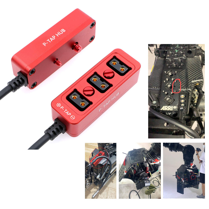 [AUSTRALIA] - AConnect Dtap Male to 3 Port D tap P-tap Female Splitter Cable with Screw Threads for ARRI RED Z CAM Cameras/TILTA Steadicam IDX Battery 21in/ 54cm 
