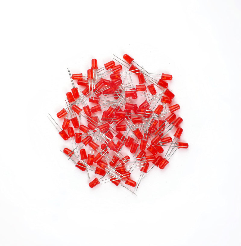 OWOFYDR 100 5mm red diffused LED diode lamp (Color Lens Frosted Round DC 2V 20mA) Lighting Bulb lamp Electronic Component Indicator Light Emitting diode Red - 100pcs