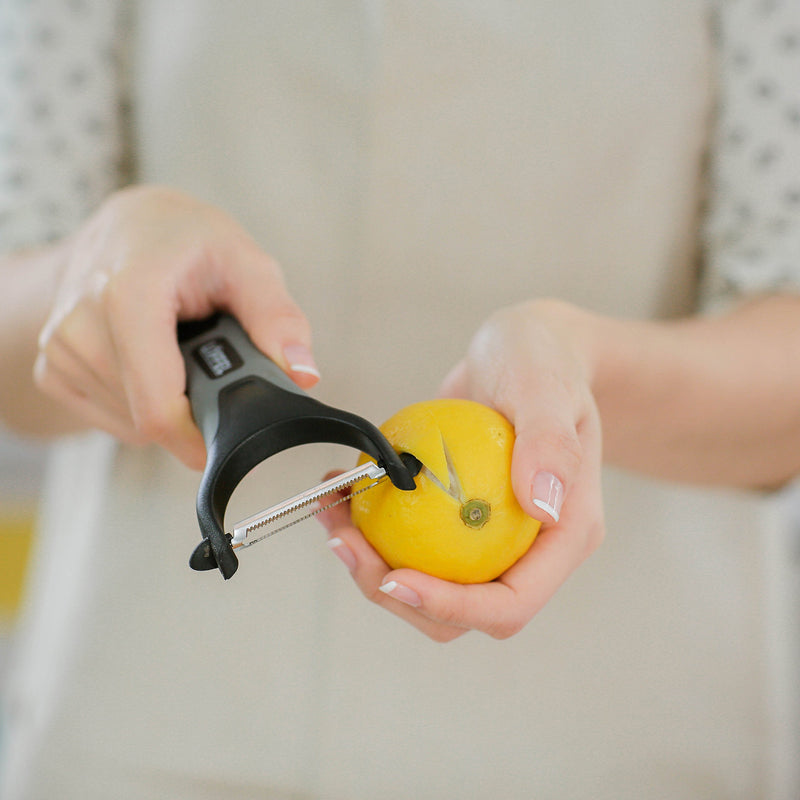 Peeler for Potato Vegetable Orange - Heavy Duty Double Sided Dual Purpose Non Slip Grip Apple Fruit Y Peeler with Ultra Sharp Stainless Steel Straight and Serrated Blades, Dishwasher Safe