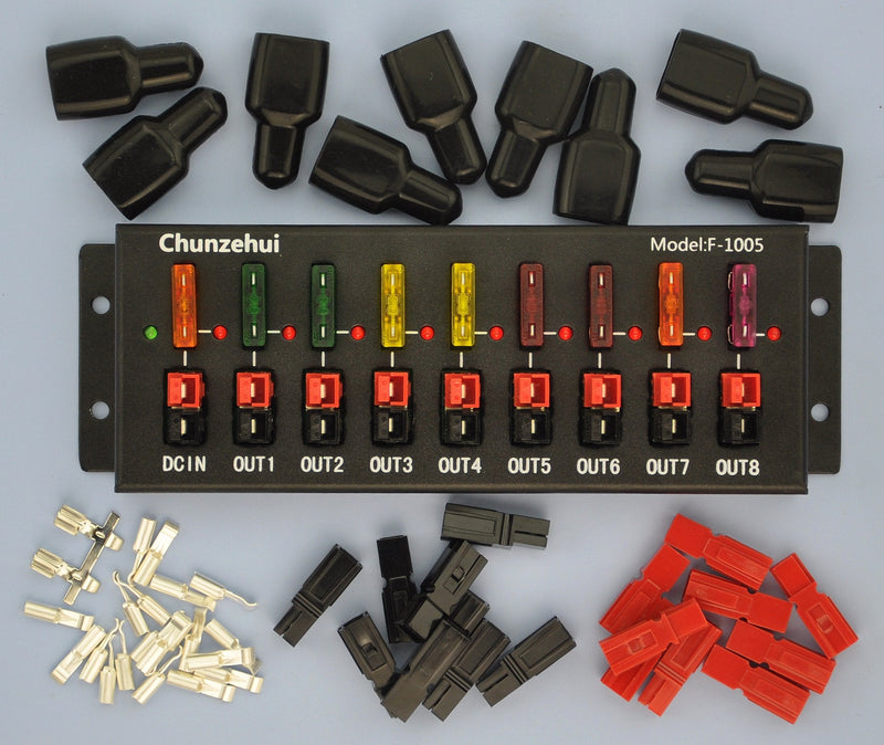 Chunzehui F-1005 9 Port 40A Connector Power Splitter Distributor Source Strip, 1 Input and 8 Output.