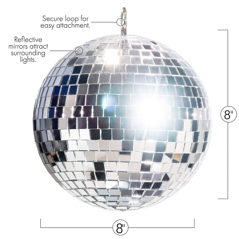 [AUSTRALIA] - Big Mo's Toys Mirror Ball - Silver Hanging Disco Ball Party Decoration Accessories for 70s Parties 
